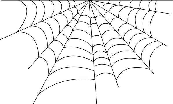 Hand drawn spider web icon. Black halloween cobweb