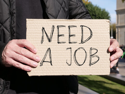 Need a job is shown using the text