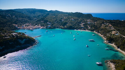 Aerial view of Lakka in Paxos Island Greece