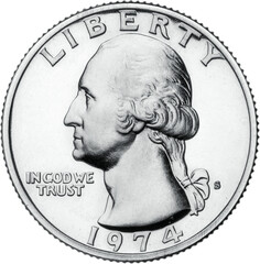 American coin on a white background