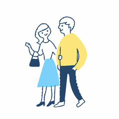 腕を組んで歩く若いカップル