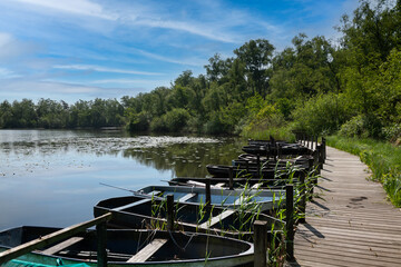 rowing boats at the jetty

