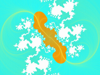 Obraz premium Green yellow fractal, footprint in the grass