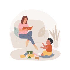 Do not pay attention isolated cartoon vector illustration. Child crying, mother not paying attention, not looking at kid, parents raising children, whims and impulses, parenting vector cartoon.