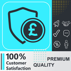 Money and shield, euro icon. Social media sign. Vector illustration