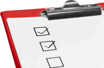 Checkbox on the Sheet of Paper on the Clipboard - Isolated