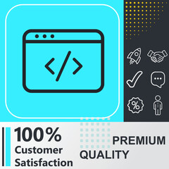 Programming, code, application icon. Social media sign. Vector illustration