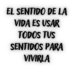 El sentido de la vida es usar todos tus sentidos para vivirla. Vector ilustración. Mensaje motivador