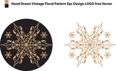Hand Drawn Vintage Floral Pattern Eps Design LOGO free Vector