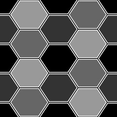 Hexagons. Honeycomb. Mosaic. Flooring background. Ancient ethnic motif. Geometric wallpaper. Parquet backdrop. Digital paper, web design, textile print. Seamless ornament pattern. Abstract art image.