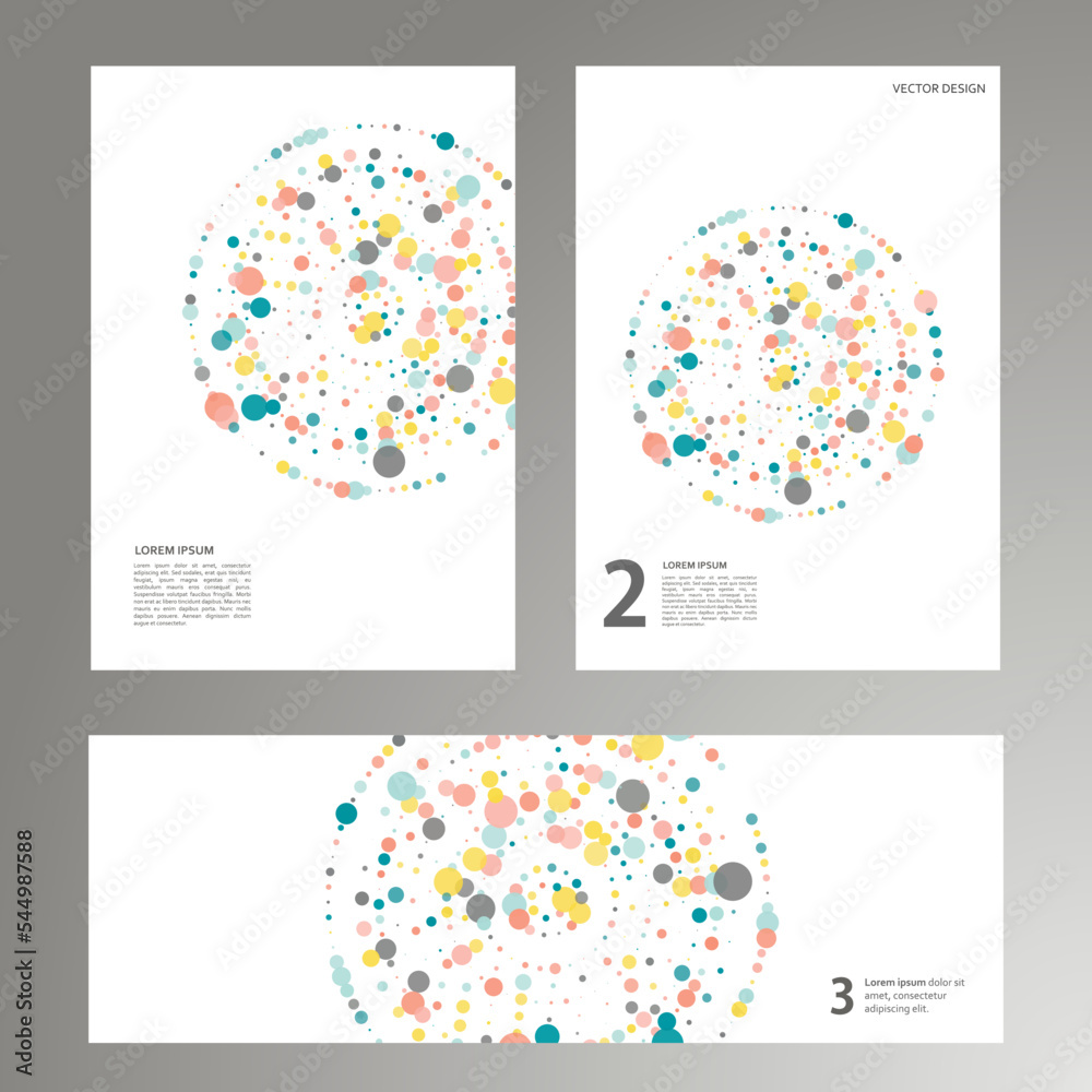 Aufkleber Vector frame design. Minimalistic line with dots color halftone. Creative element for design and business cards and annual report, invitations and brochures