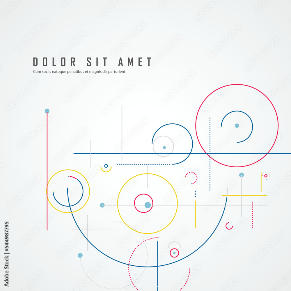 Leinwandbilder Abstract illustration. Circular elements in creative pattern with abstract geometric objects. Modern vector design digital dots and dotted circles
