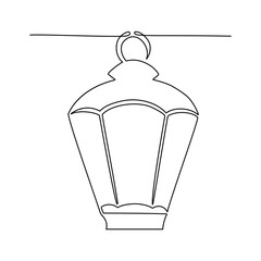 Continuous line drawing of lantern for ramadan kareem. Vector illustration
