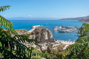 Tropea marina, port, beach along the Tyrrhenian Sea Coast of Gods (Costa degli Dei). Tropea beautiful seaside resort city of Calabria, southern Italy.