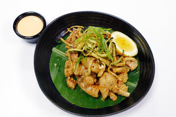 crispy fried squid or calamari in a plate with white background