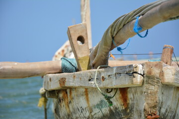 #ngalawa #fishing boat #boat #sea #view #ocean #beach #water #blue #sky #wood #kenia #africa - obrazy, fototapety, plakaty