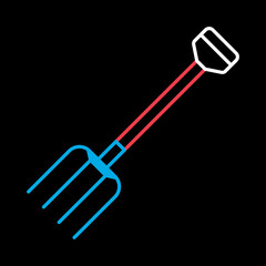 Garden pitchfork isolated vector icon