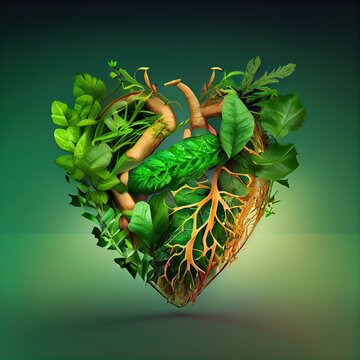 Vegan Green Vegetarian Heart, Love Nature Earth, Sustainable Planet