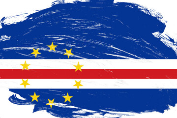 Distressed stroke brush painted cabo verde flag on white background