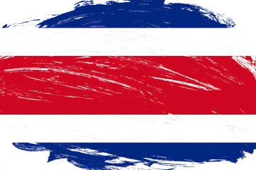 Distressed stroke brush painted costa rica flag on white background