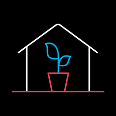 Greenhouse with seedlings inside vector icon