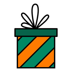 Gift boxes traditional Christmas icon for web and mobile app, banners, social media. New Year, Christmas celebrating, decorations gift present surprise flat vector illustration