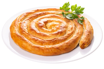 Obraz na płótnie Canvas PNG. Turkish puff pastry roll Börek
