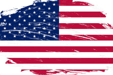 Distressed stroke brush painted united states flag on white background