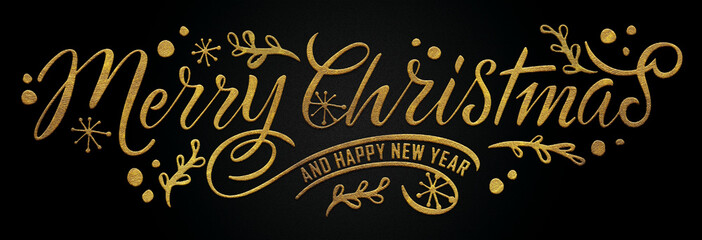 Fototapeta na wymiar Merry Christmas and happy new year golden calligraphy design banner