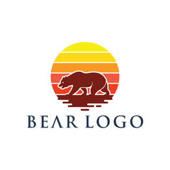 Bear and Sunset Logo Design
