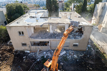 Urban Regeneration. Demolition of a building for new construction.