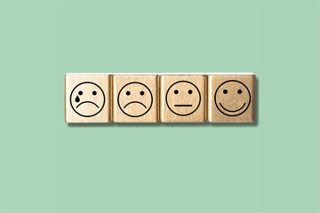 Emotion images on wooden blocks or cubes