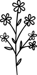 Hand drawn flower line art illustration