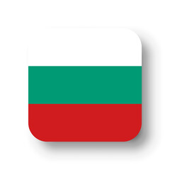 Bulgaria flag - flat vector square with rounded corners and dropped shadow.
