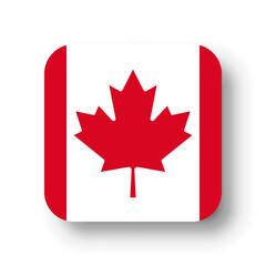 Canada flag - flat vector square with rounded corners and dropped shadow.