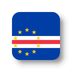 Cape Verde flag - flat vector square with rounded corners and dropped shadow.
