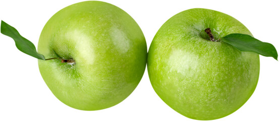 Two green apples isolated on white