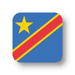 Democratic Republic of the Congo flag - flat vector square with rounded corners and dropped shadow.