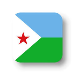 Djibouti flag - flat vector square with rounded corners and dropped shadow.