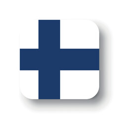 Obraz premium Finland flag - flat vector square with rounded corners and dropped shadow.