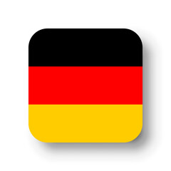 Germany flag - flat vector square with rounded corners and dropped shadow.