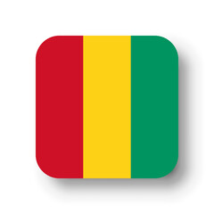 Guinea flag - flat vector square with rounded corners and dropped shadow.