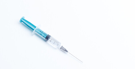 Disposable plastic syringe prepared for injection and vaccination in the hospital. The concept of medicine and health
