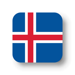Obraz premium Iceland flag - flat vector square with rounded corners and dropped shadow.