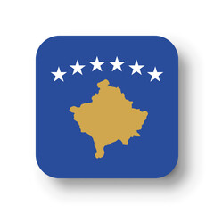 Kosovo flag - flat vector square with rounded corners and dropped shadow.