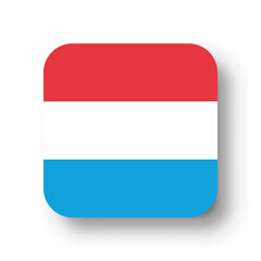 Luxembourg flag - flat vector square with rounded corners and dropped shadow.