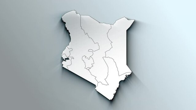 Modern White Map of Kenya with Provinces