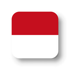 Monaco flag - flat vector square with rounded corners and dropped shadow.