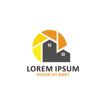 Photo lens and house logo, home camera logo