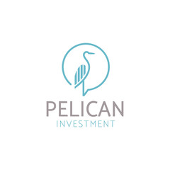 Pelican Bird Logo, Pelican Chart Logo Concept